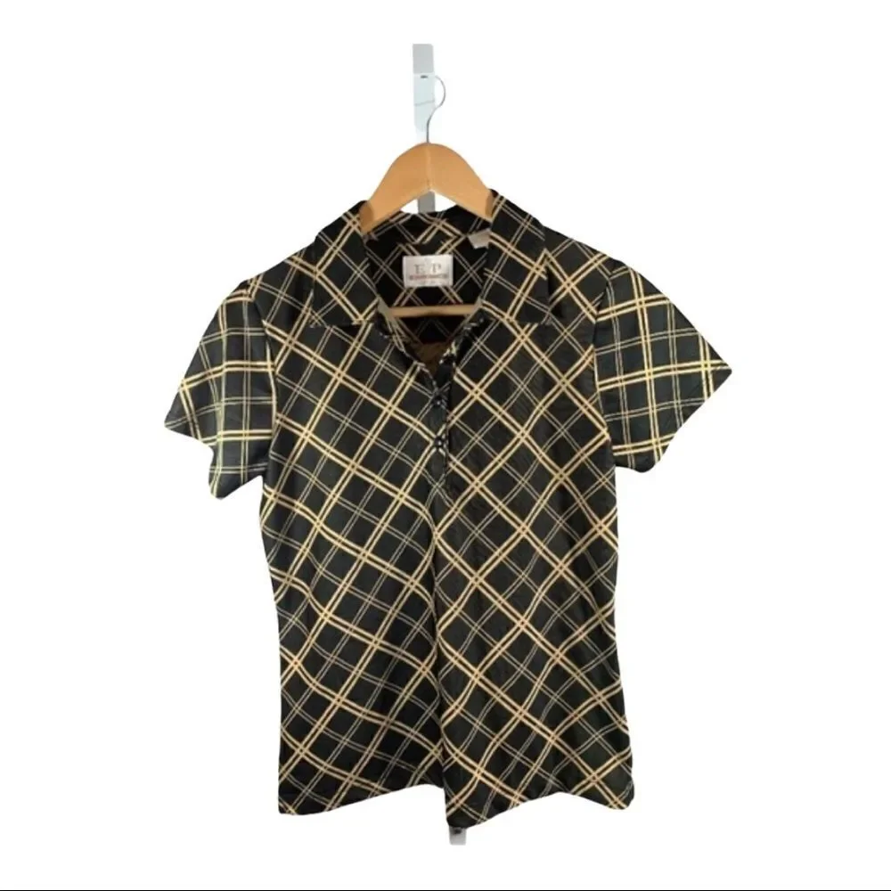 EP PRO Women’s Tour Tech Women’s Golf/Athletic Polo Shirt Brown/Gold Size Small
